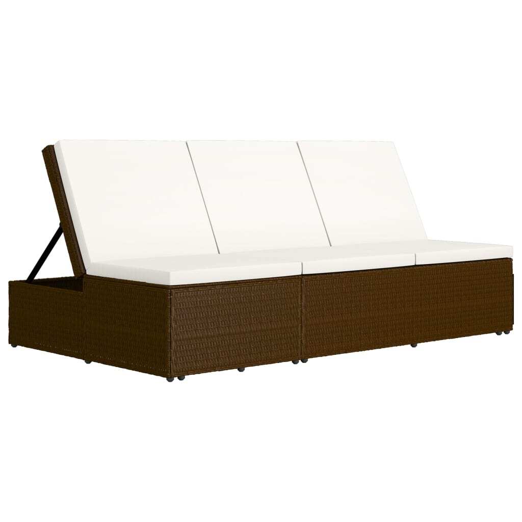 Convertible Sun Bed with Cushion Poly Rattan Brown - Galactic capuchin