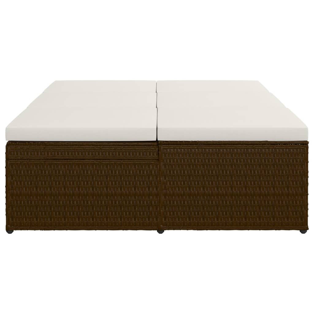 Convertible Sun Bed with Cushion Poly Rattan Brown - Galactic capuchin