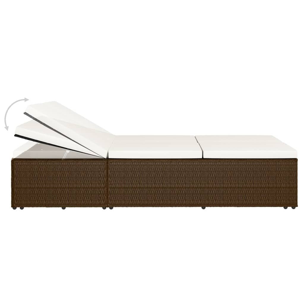 Convertible Sun Bed with Cushion Poly Rattan Brown - Galactic capuchin