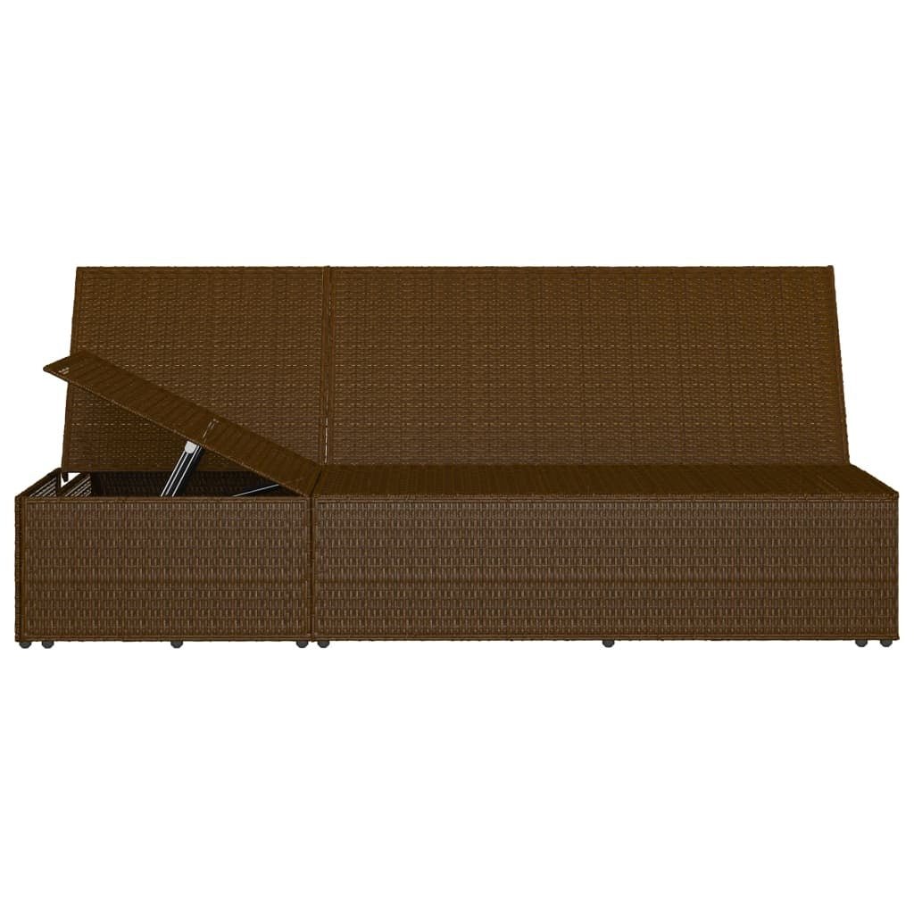 Convertible Sun Bed with Cushion Poly Rattan Brown - Galactic capuchin