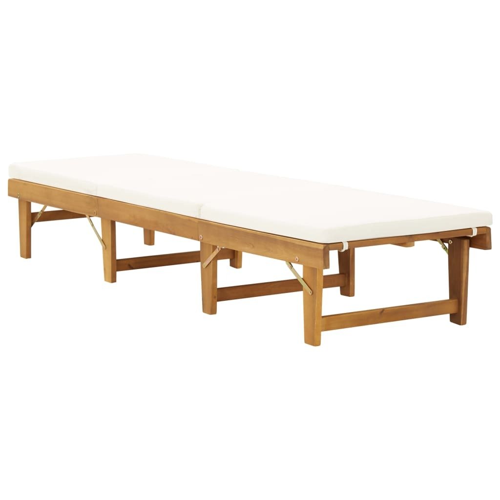 Folding Sun Lounger with Cushion Solid Acacia Wood - Galactic capuchin