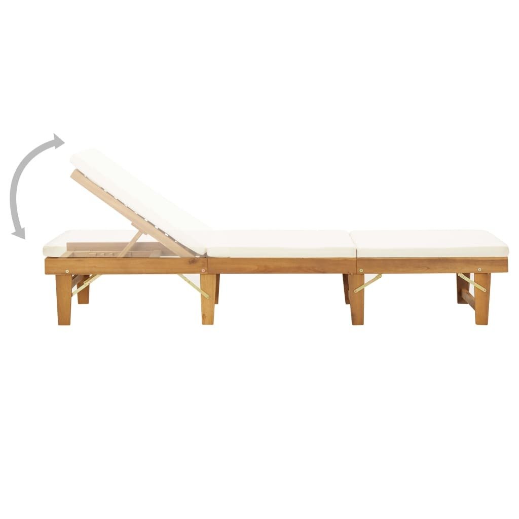 Folding Sun Lounger with Cushion Solid Acacia Wood - Galactic capuchin