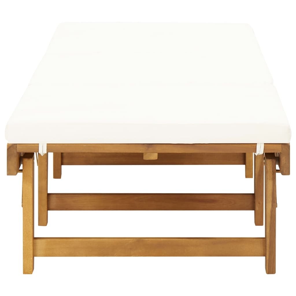 Folding Sun Lounger with Cushion Solid Acacia Wood - Galactic capuchin