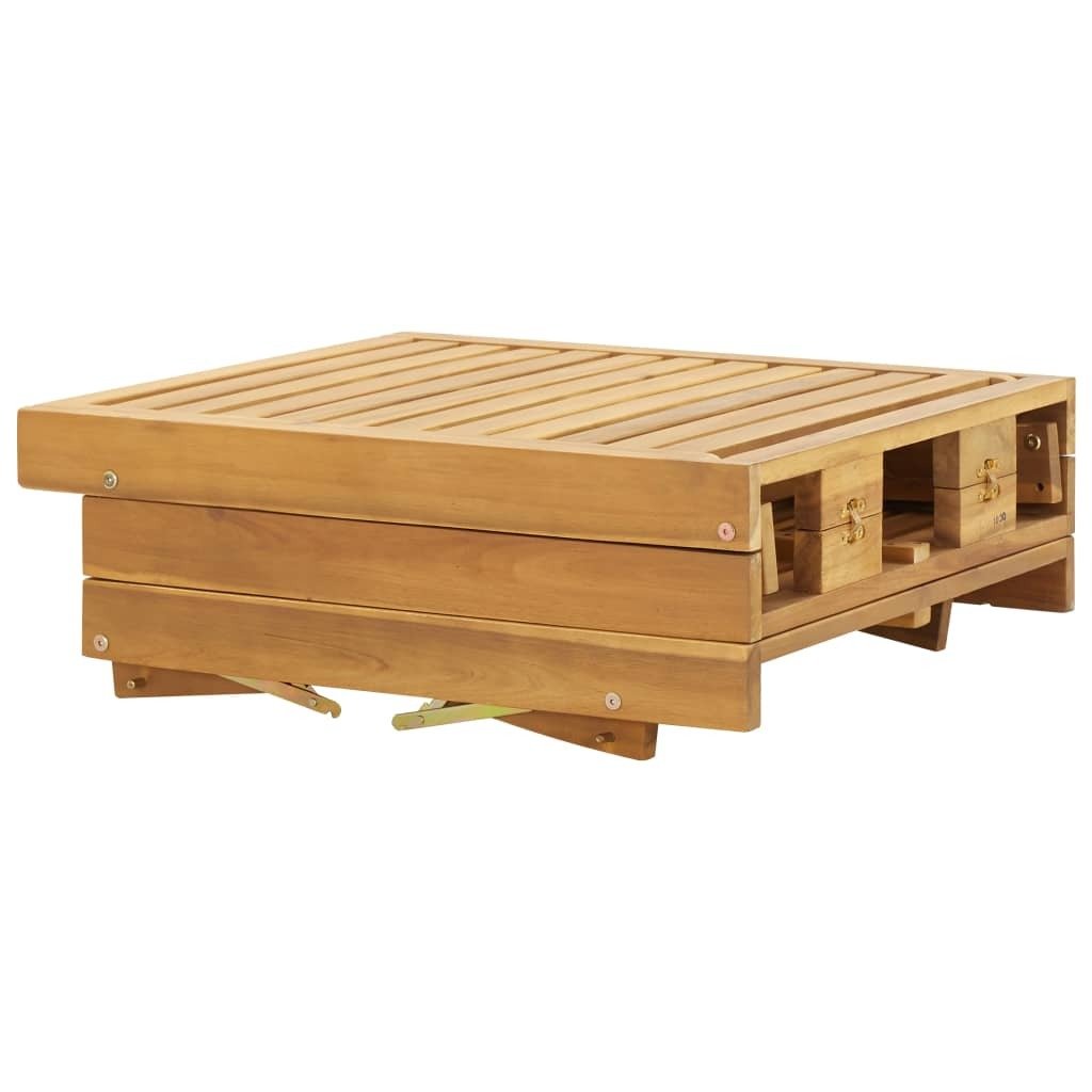 Folding Sun Lounger with Cushion Solid Acacia Wood - Galactic capuchin
