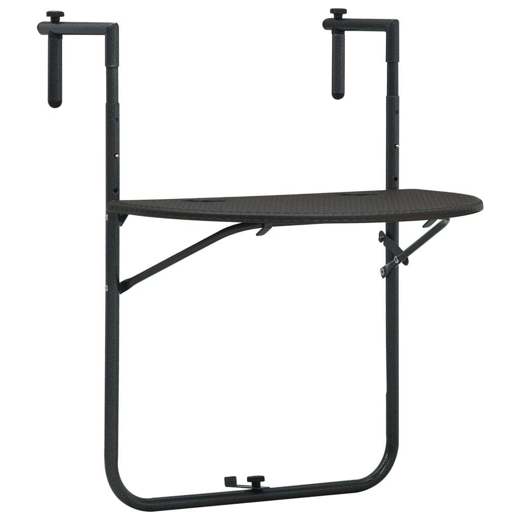 Hanging Balcony Table Brown 23.6"x25.2"x32.9" Plastic Rattan Look - Galactic capuchin