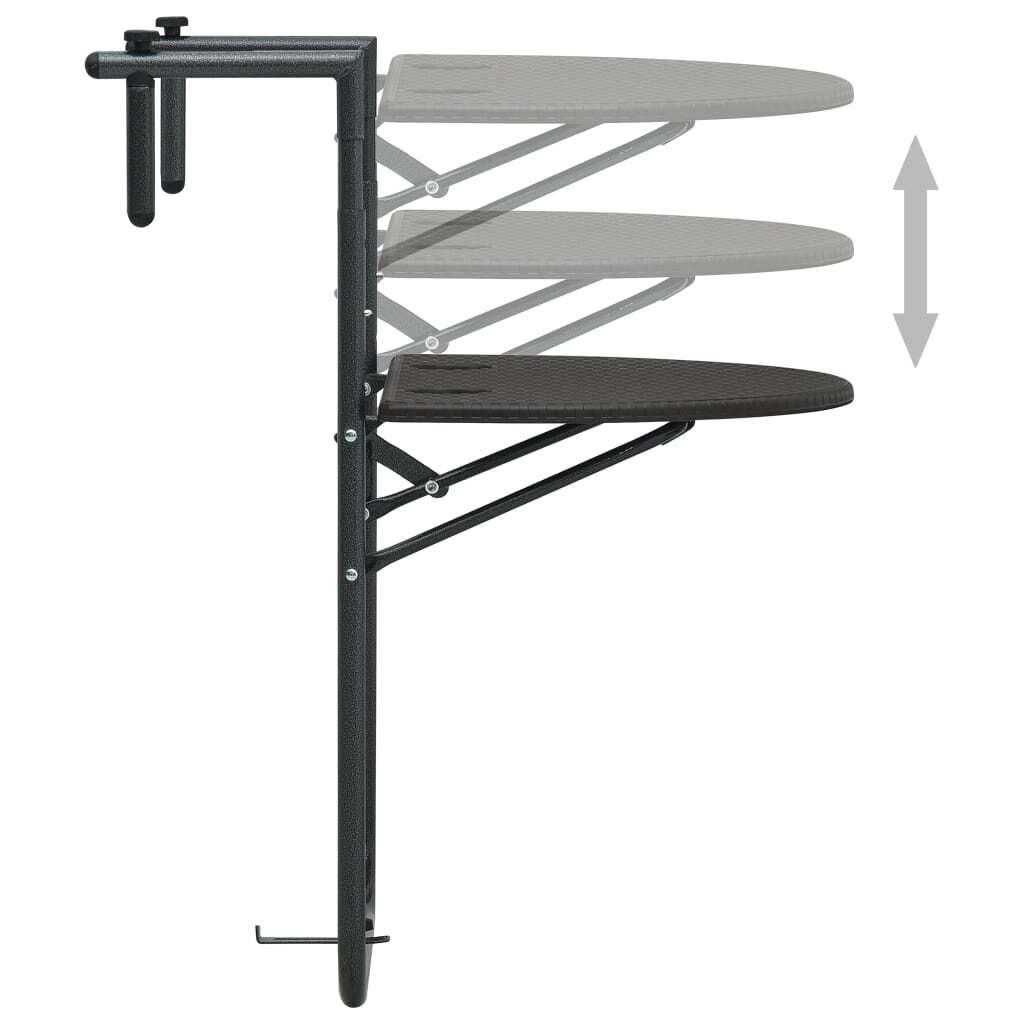 Hanging Balcony Table Brown 23.6"x25.2"x32.9" Plastic Rattan Look - Galactic capuchin