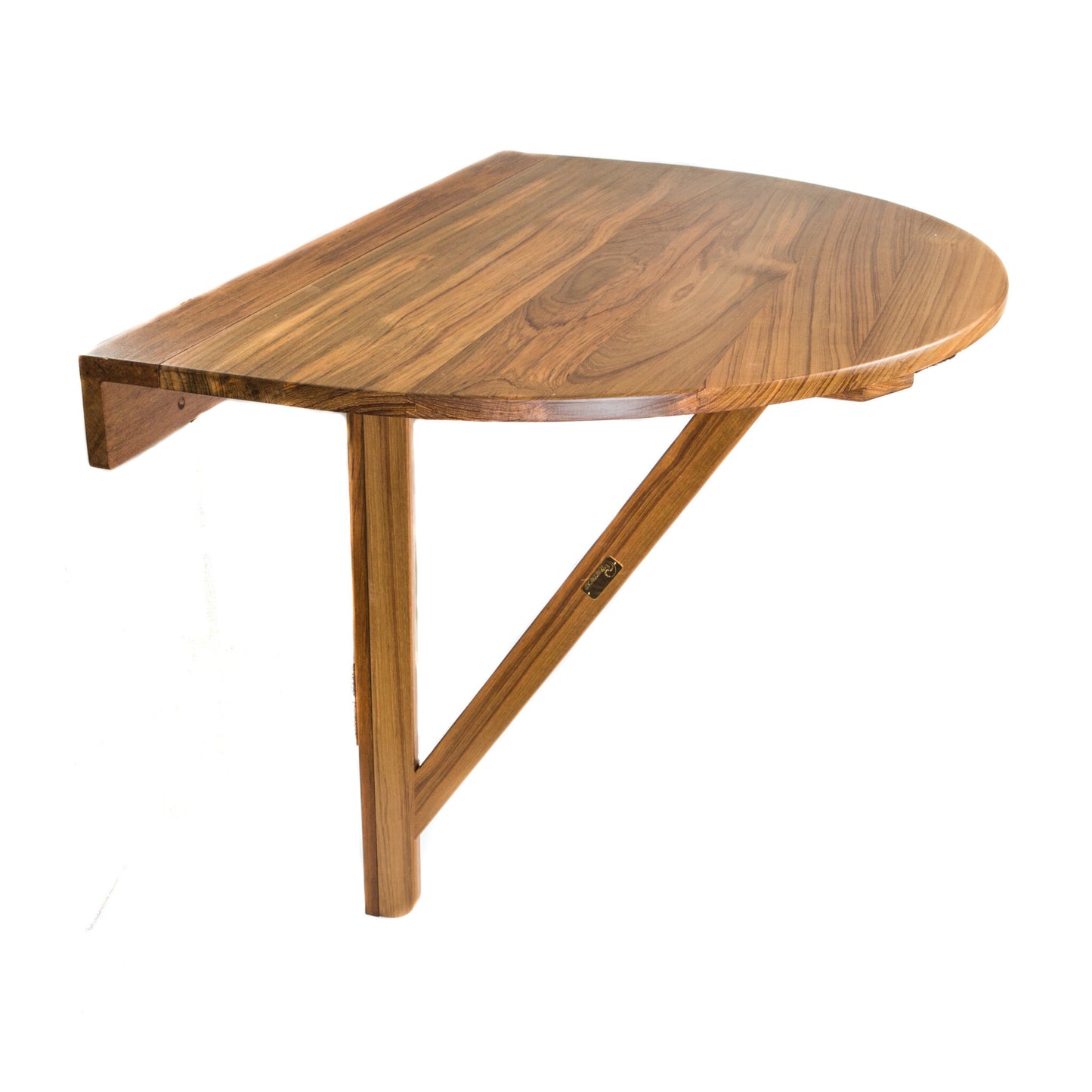 24" Brown Half Round Solid Wood Folding Outdoor Balcony Table - Galactic capuchin