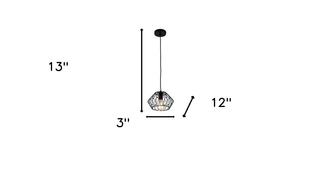 Black Metal Cage Modern Industrial Single Bulb Hanging Pendent Light - Galactic capuchin