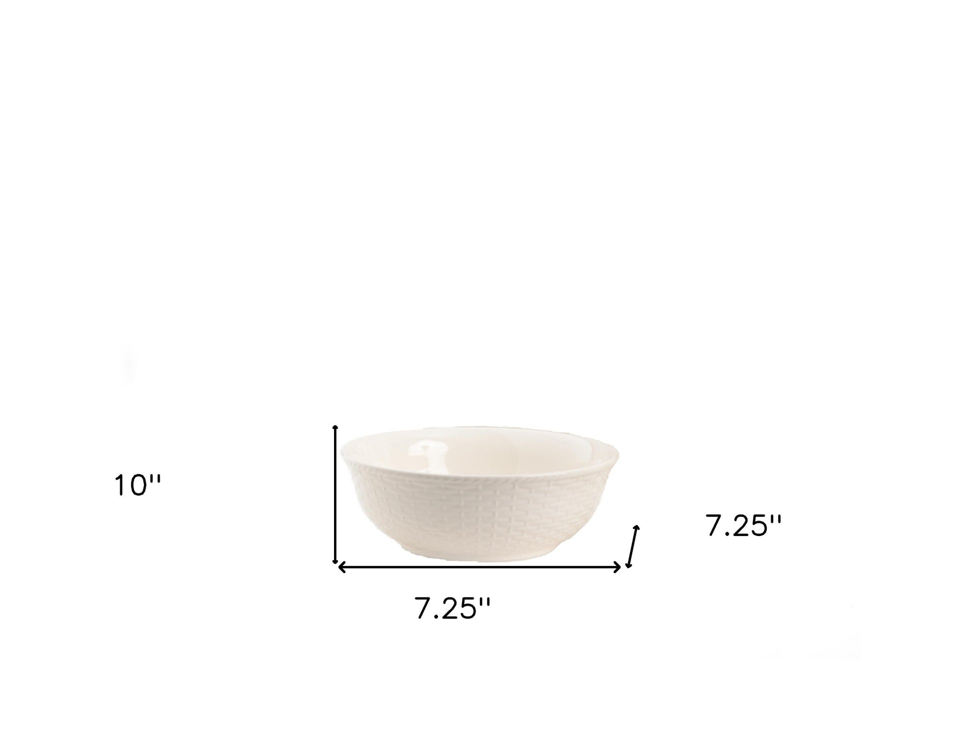 White Four Piece Round Weave Stoneware Service For Four Bowl Set - Galactic capuchin