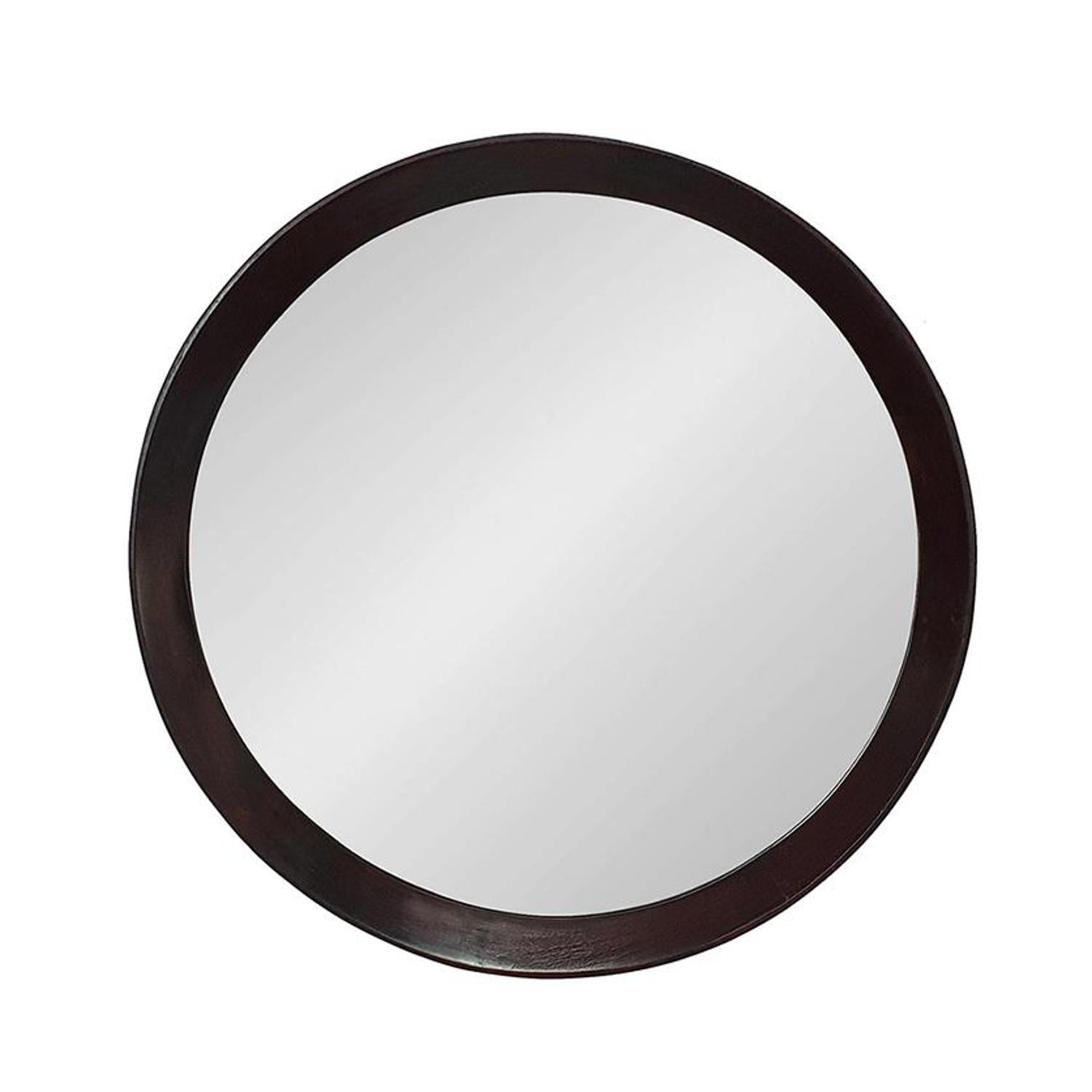20" Dark Brown Round Wood Framed Accent Mirror - Galactic capuchin