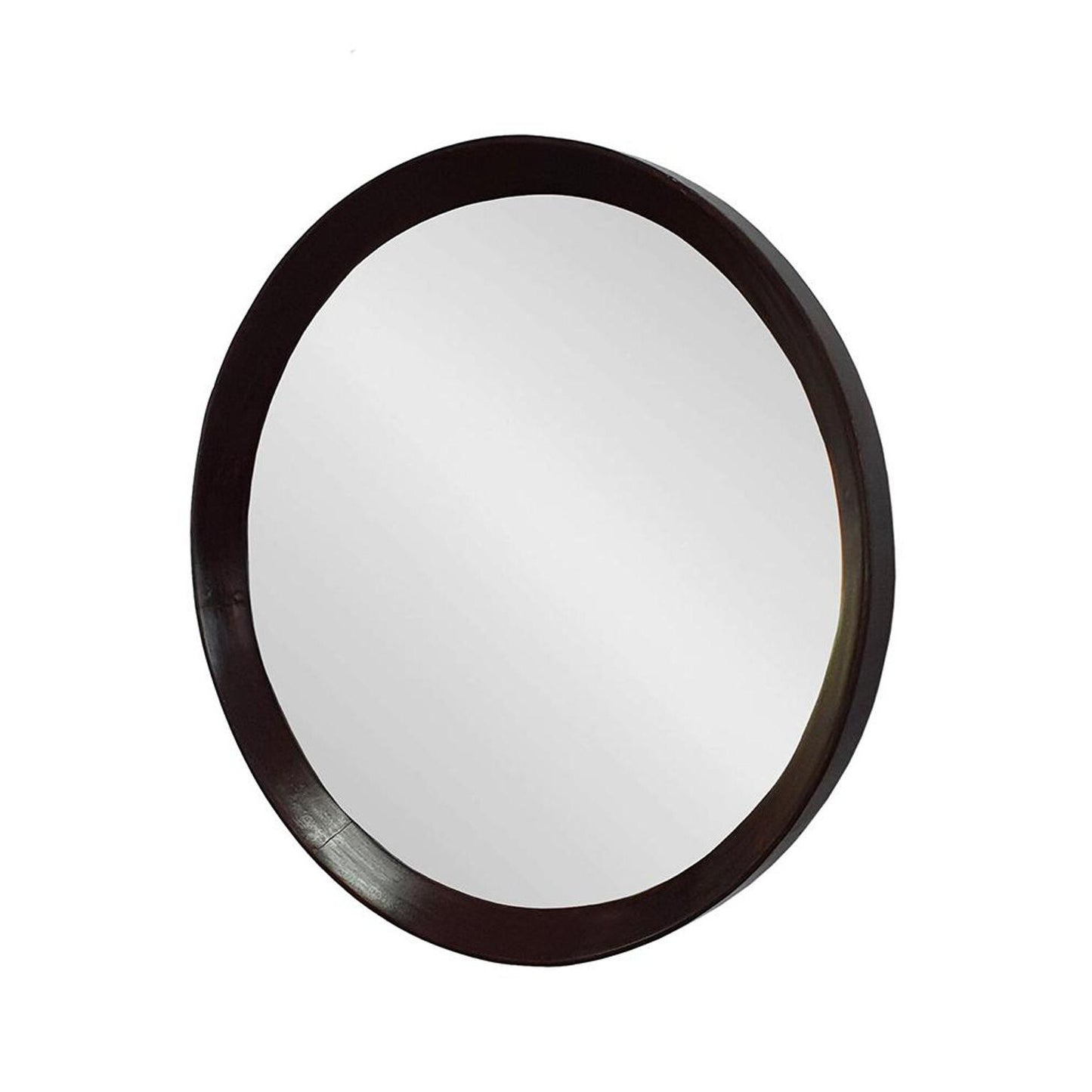 20" Dark Brown Round Wood Framed Accent Mirror - Galactic capuchin