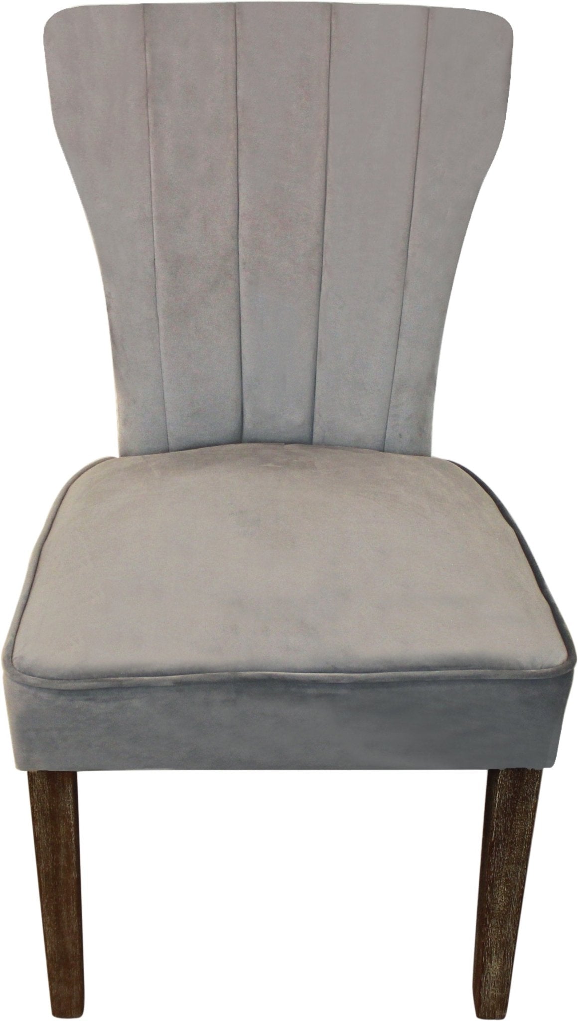 Set of Two Gray And Brown Upholstered Velvet Dining Parsons Chairs - Galactic capuchin