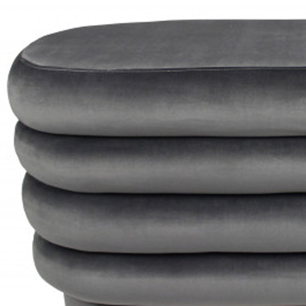 44" Gray Velvet Tufted Oval Ottoman - Galactic capuchin