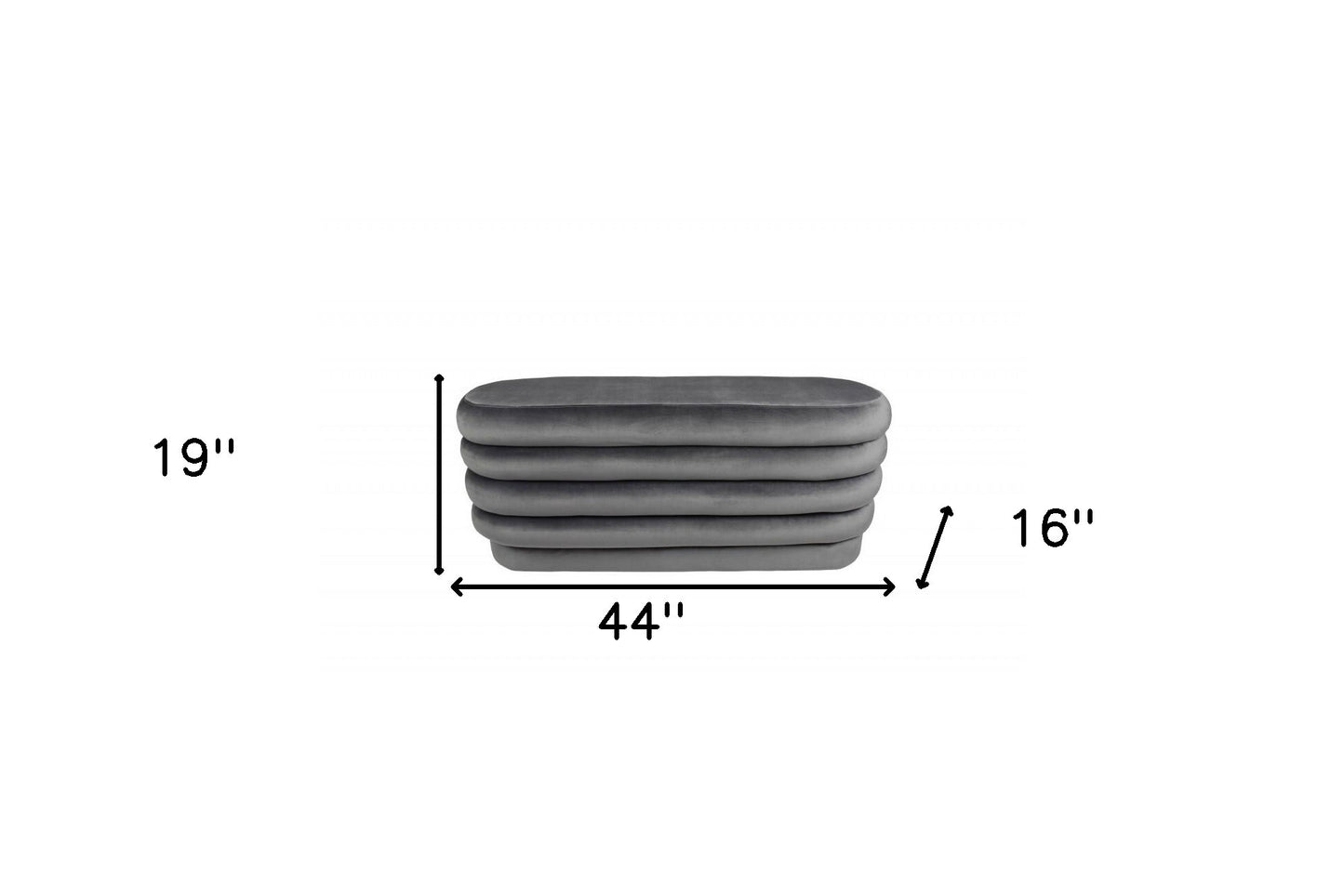 44" Gray Velvet Tufted Oval Ottoman - Galactic capuchin