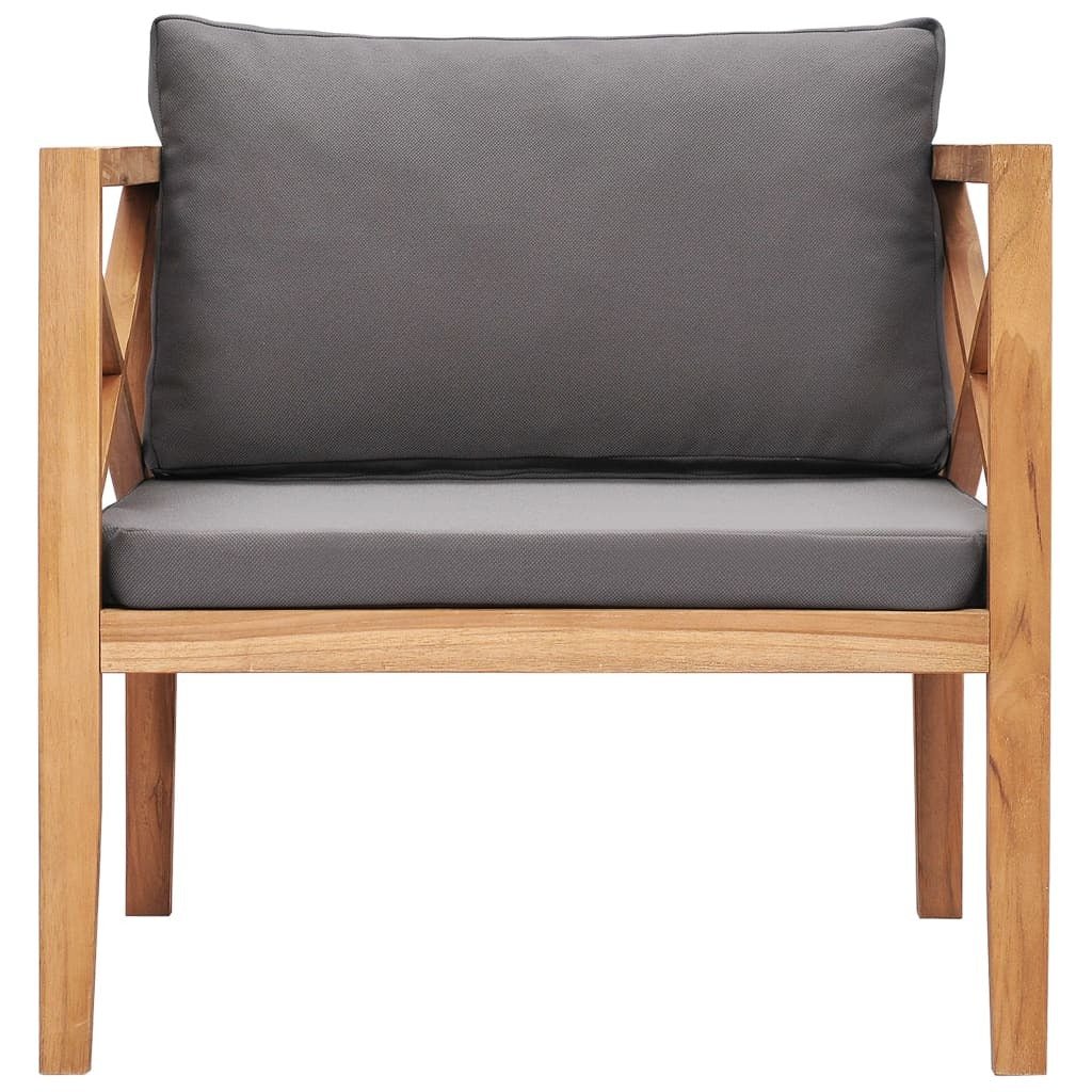 Patio Chair with Gray Cushions Solid Wood Teak - Galactic capuchin