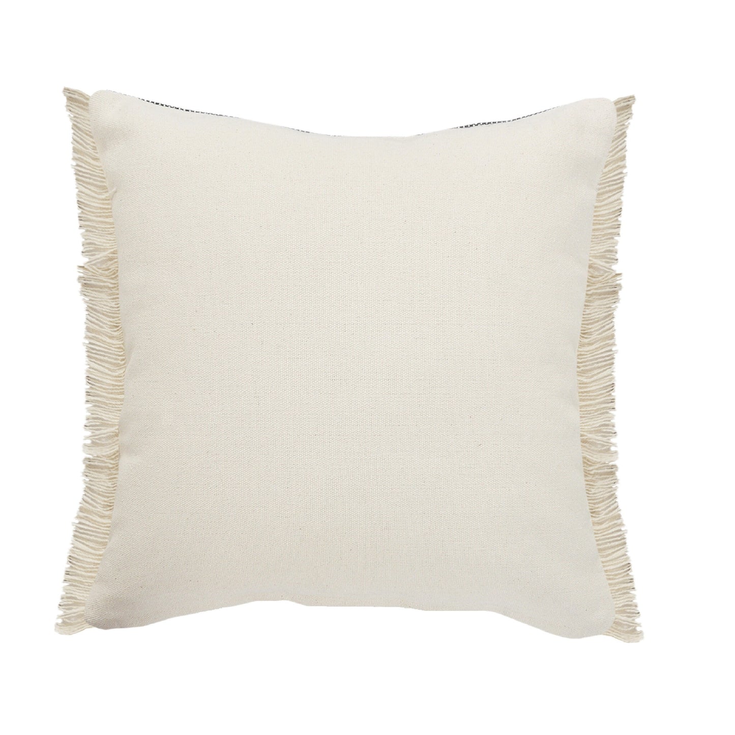 20" X 20" Beige And Ivory Jute Striped Zippered Pillow With Fringe - Galactic capuchin