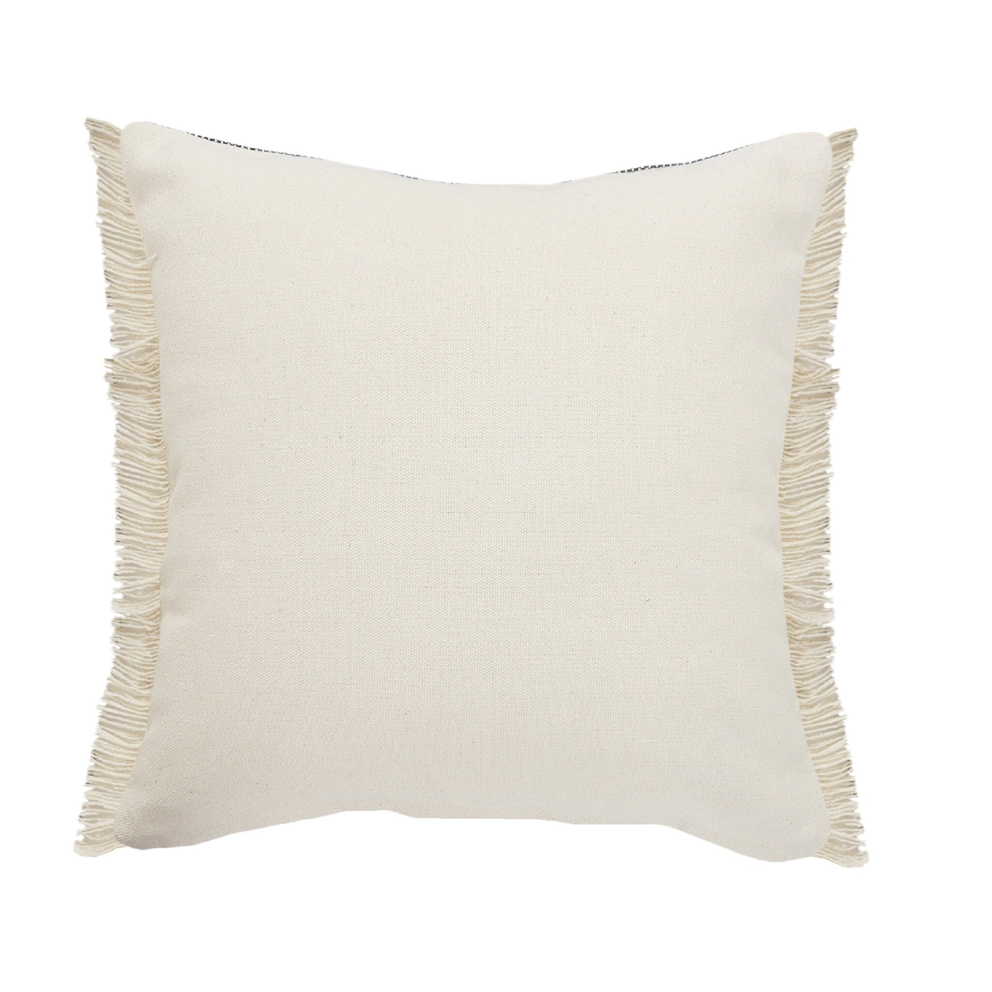 20" X 20" Beige And Ivory Jute Striped Zippered Pillow With Fringe - Galactic capuchin