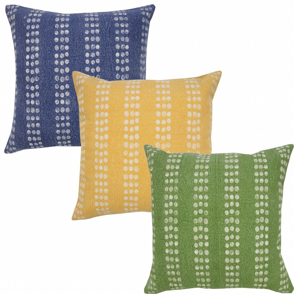 20" X 20" Yellow And White 100% Cotton Striped Zippered Pillow - Galactic capuchin