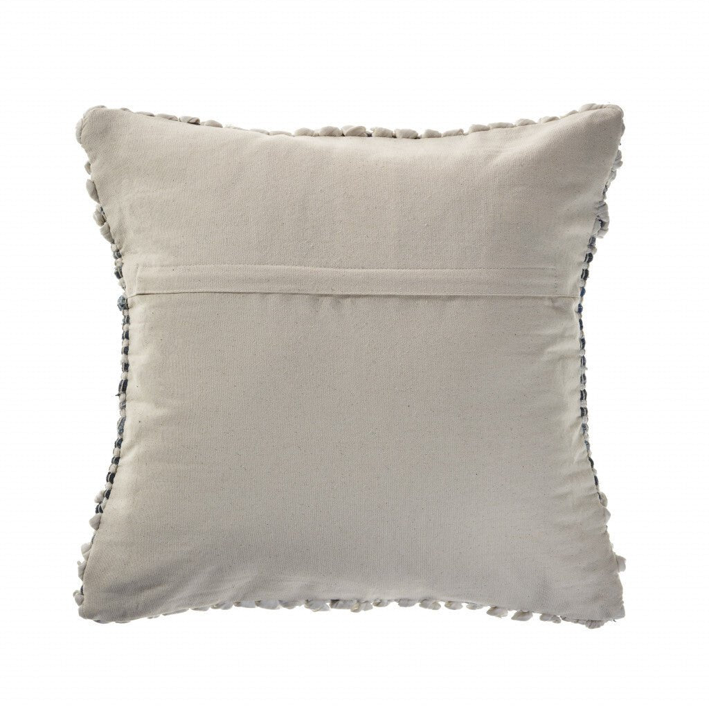 18" X 18" Blue And Ivory 100% Cotton Geometric Zippered Pillow - Galactic capuchin