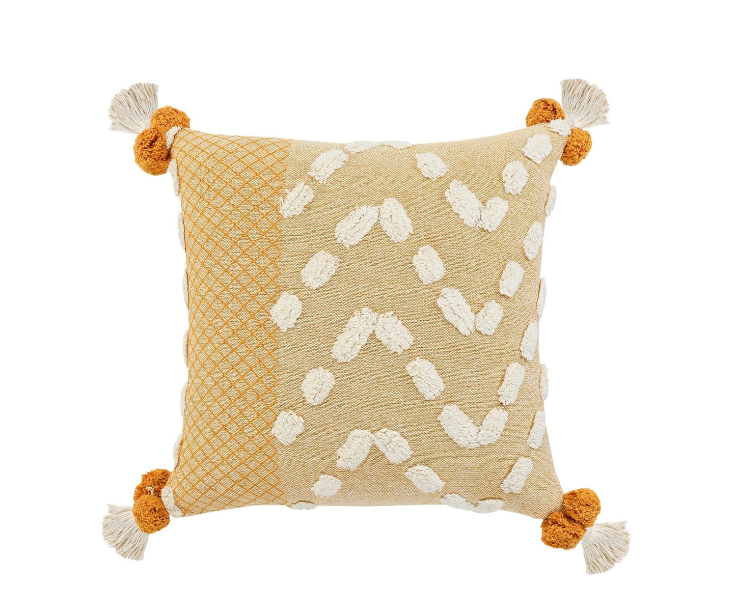 20" X 20" Yellow And Cream 100% Cotton Geometric Zippered Pillow - Galactic capuchin