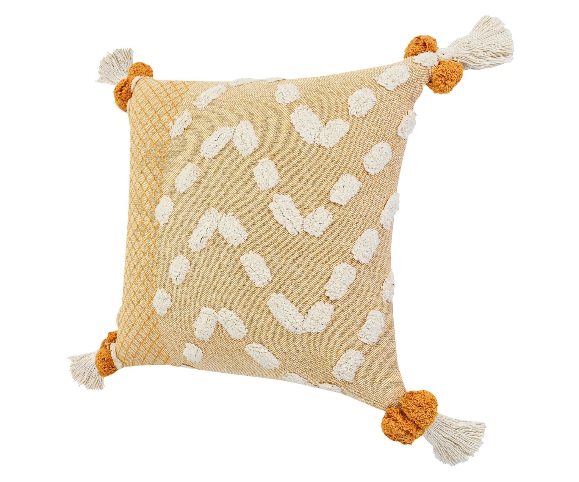 20" X 20" Yellow And Cream 100% Cotton Geometric Zippered Pillow - Galactic capuchin