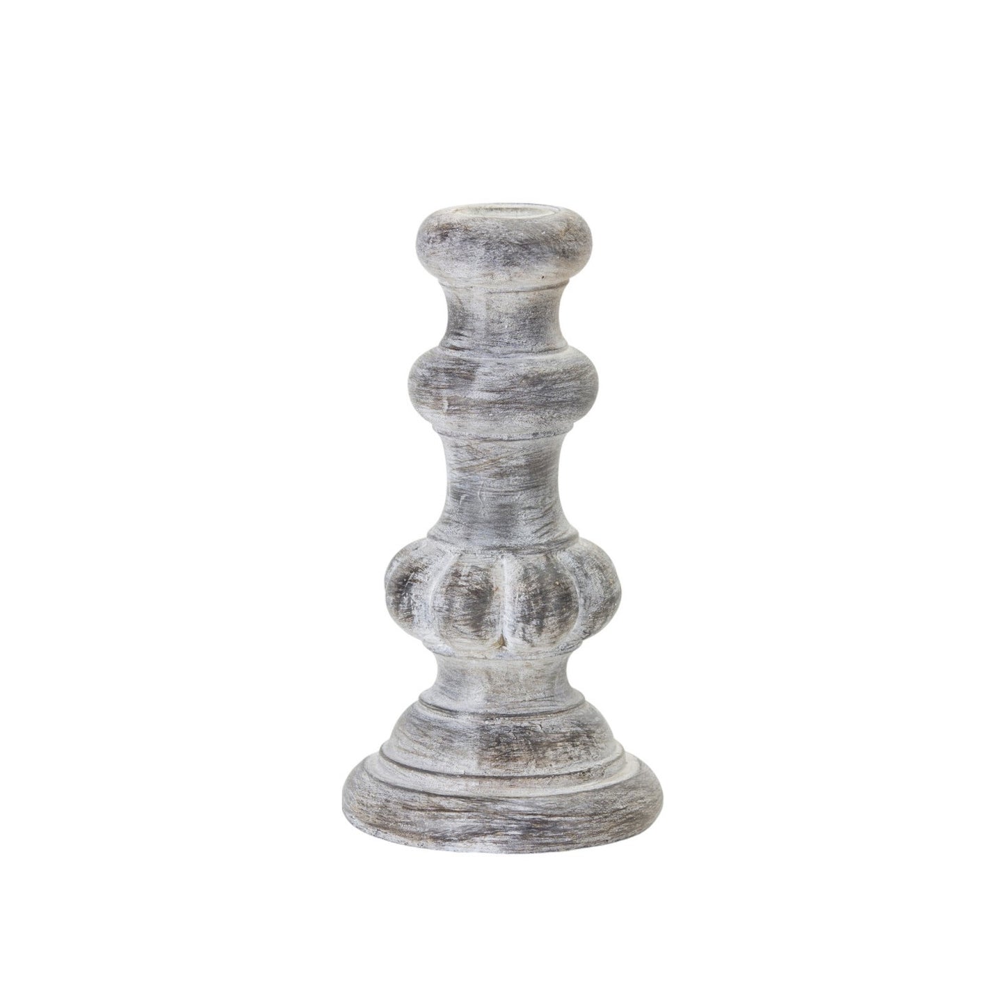 Set of Four White Washed Resin Tabletop Candle Sticks - Galactic capuchin