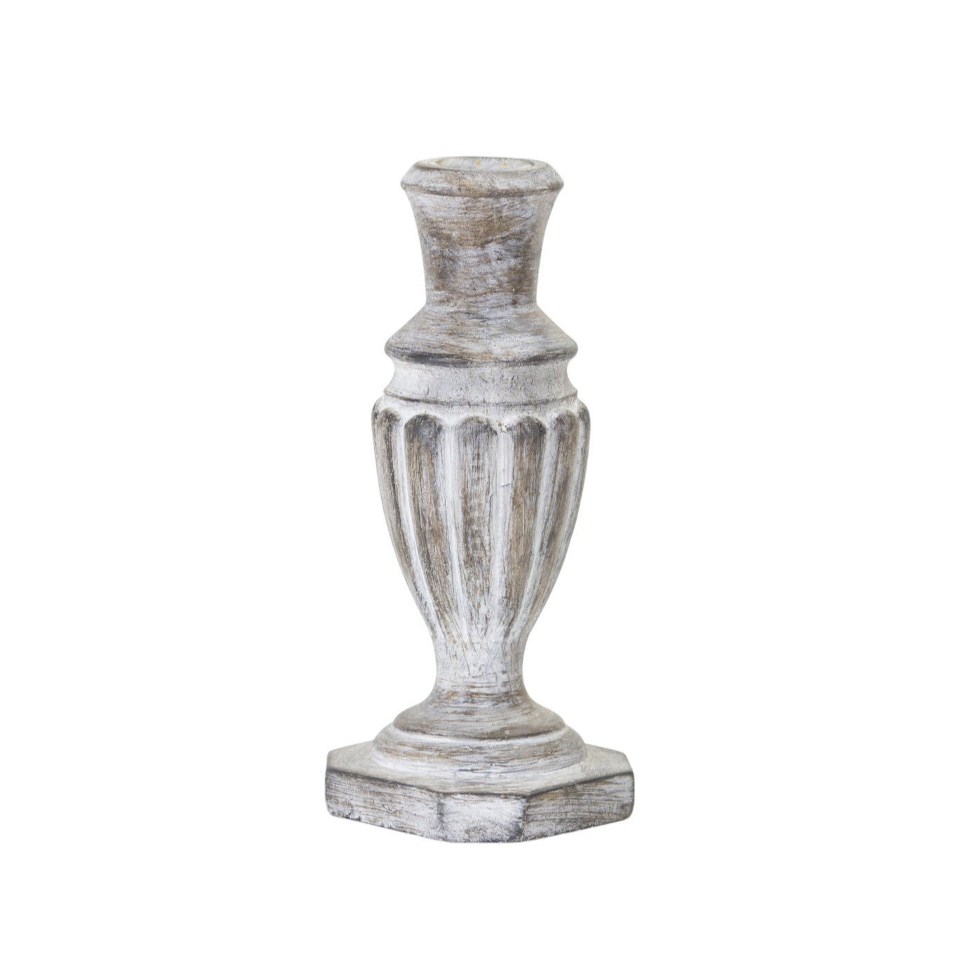 Set of Four White Washed Resin Tabletop Candle Sticks - Galactic capuchin