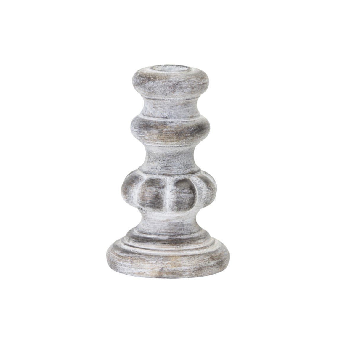 Set of Four White Washed Resin Tabletop Candle Sticks - Galactic capuchin