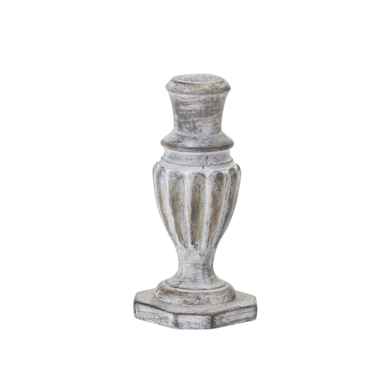 Set of Four White Washed Resin Tabletop Candle Sticks - Galactic capuchin