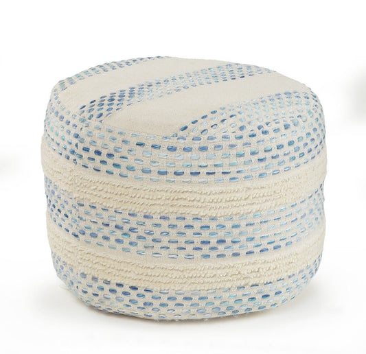 18" Blue Cotton Blend Ottoman - Galactic capuchin