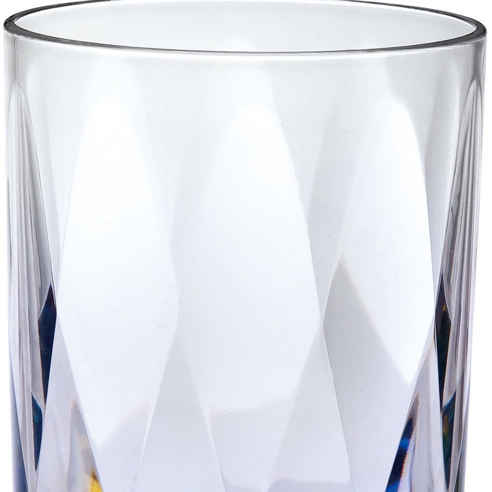 Set of Four Clear and Rainbow Geometric Acrylic Stemmed All Purpose Wine Glasses - Galactic capuchin
