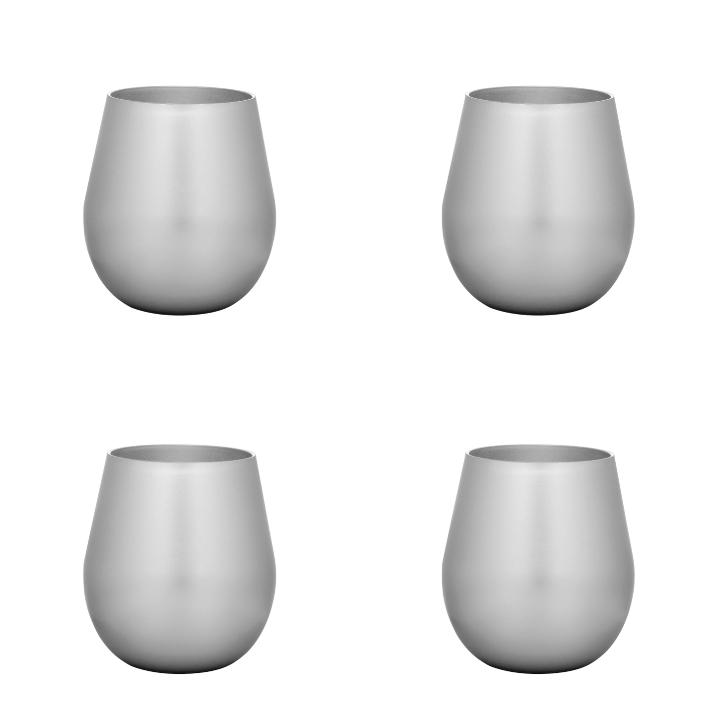 Set of Four Silver Acrylic Stemless All Purpose Wine Glass - Galactic capuchin