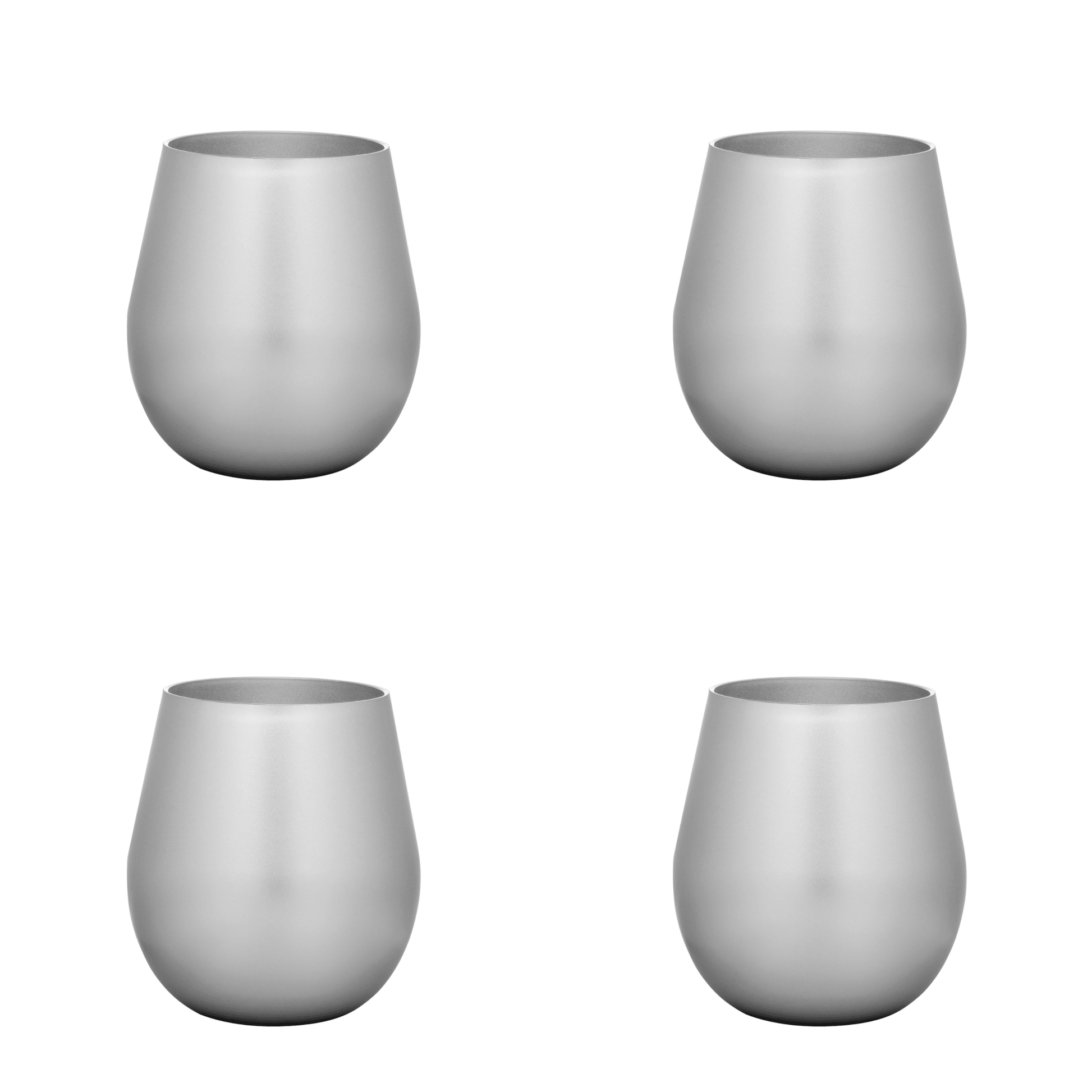 Set of Four Silver Acrylic Stemless All Purpose Wine Glass - Galactic capuchin
