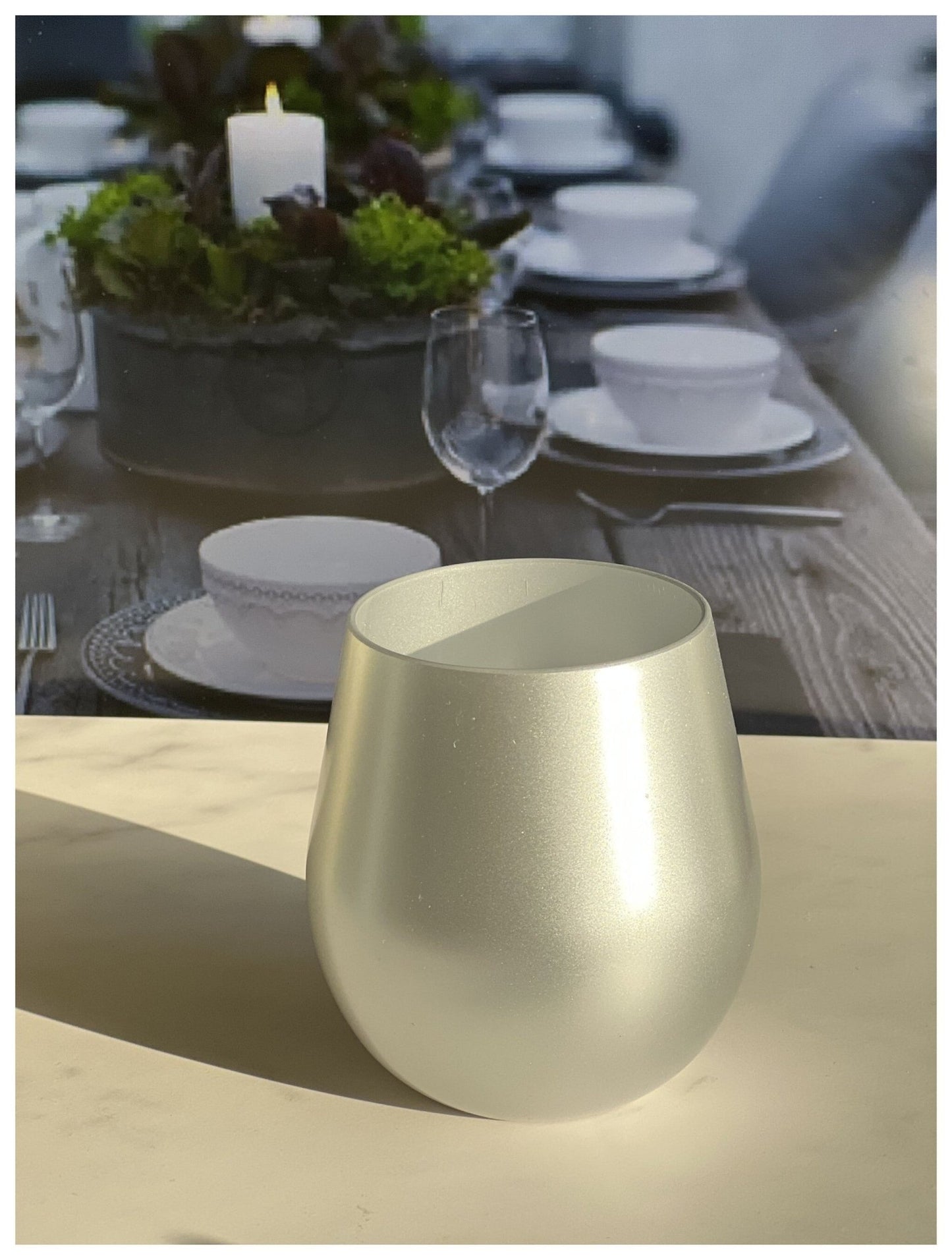 Set of Four Silver Acrylic Stemless All Purpose Wine Glass - Galactic capuchin