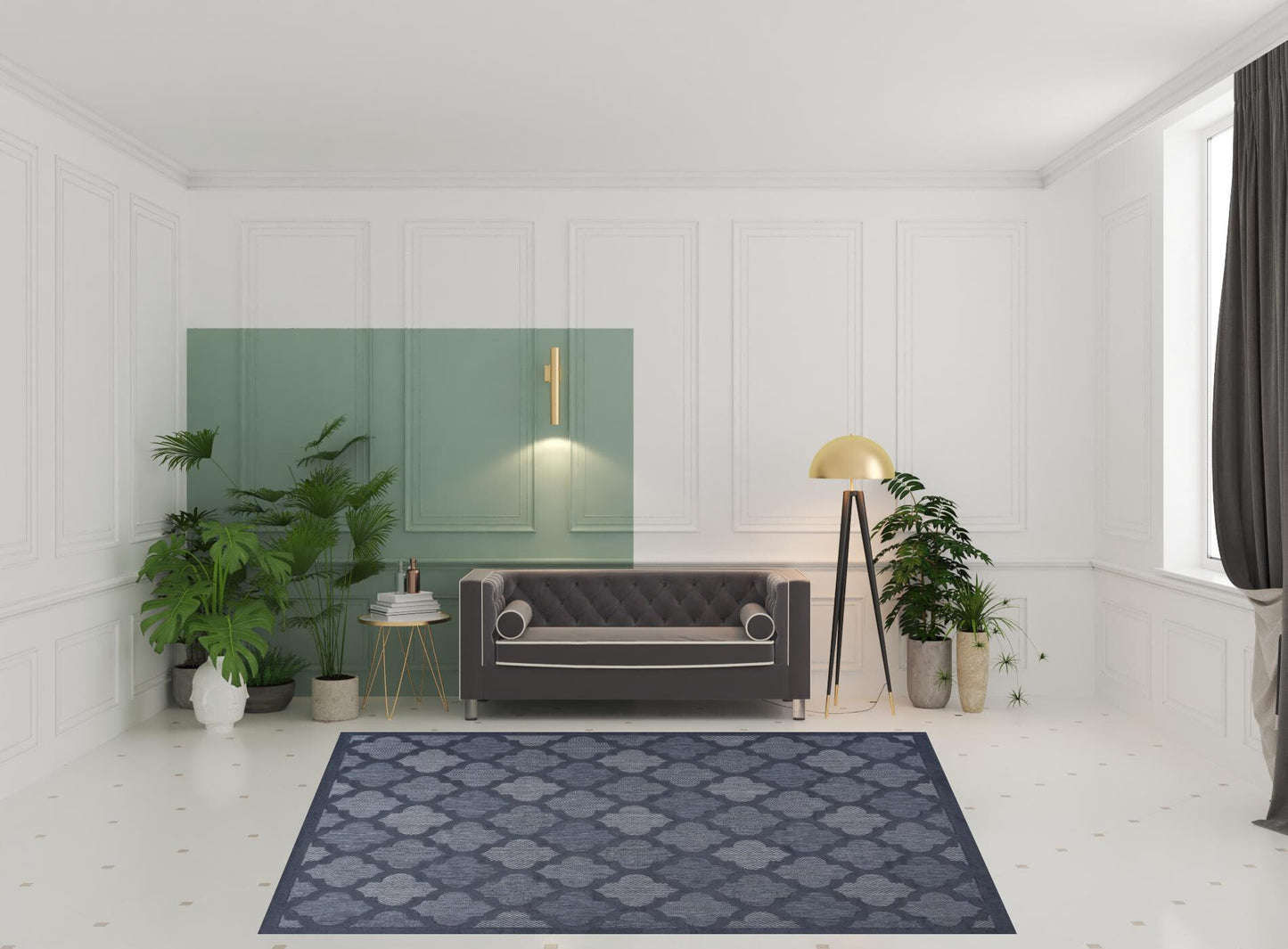 8' X 10' Navy Blue Geometric Flatweave Area Rug - Galactic capuchin