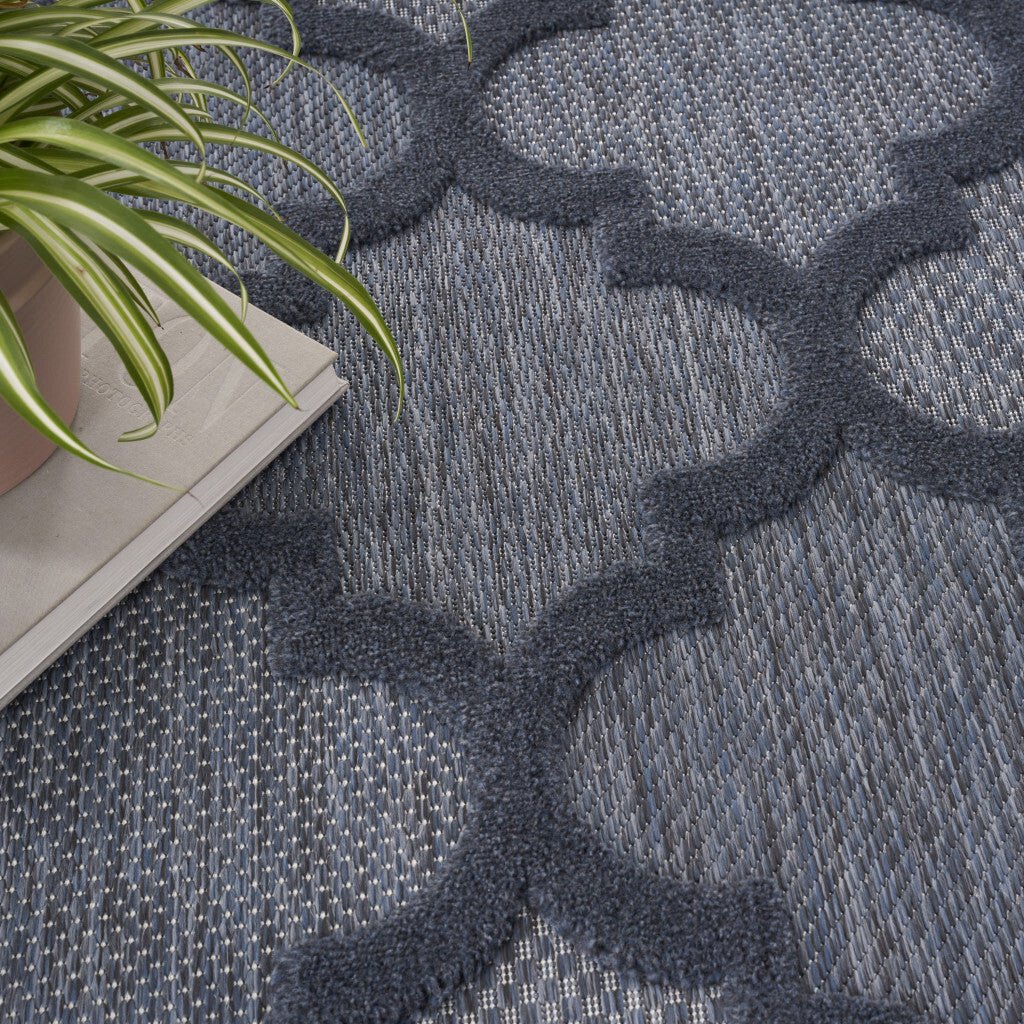 8' X 10' Navy Blue Geometric Flatweave Area Rug - Galactic capuchin