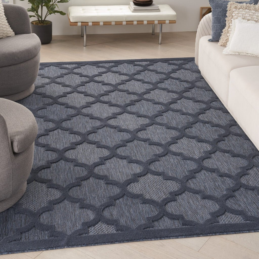 8' X 10' Navy Blue Geometric Flatweave Area Rug - Galactic capuchin