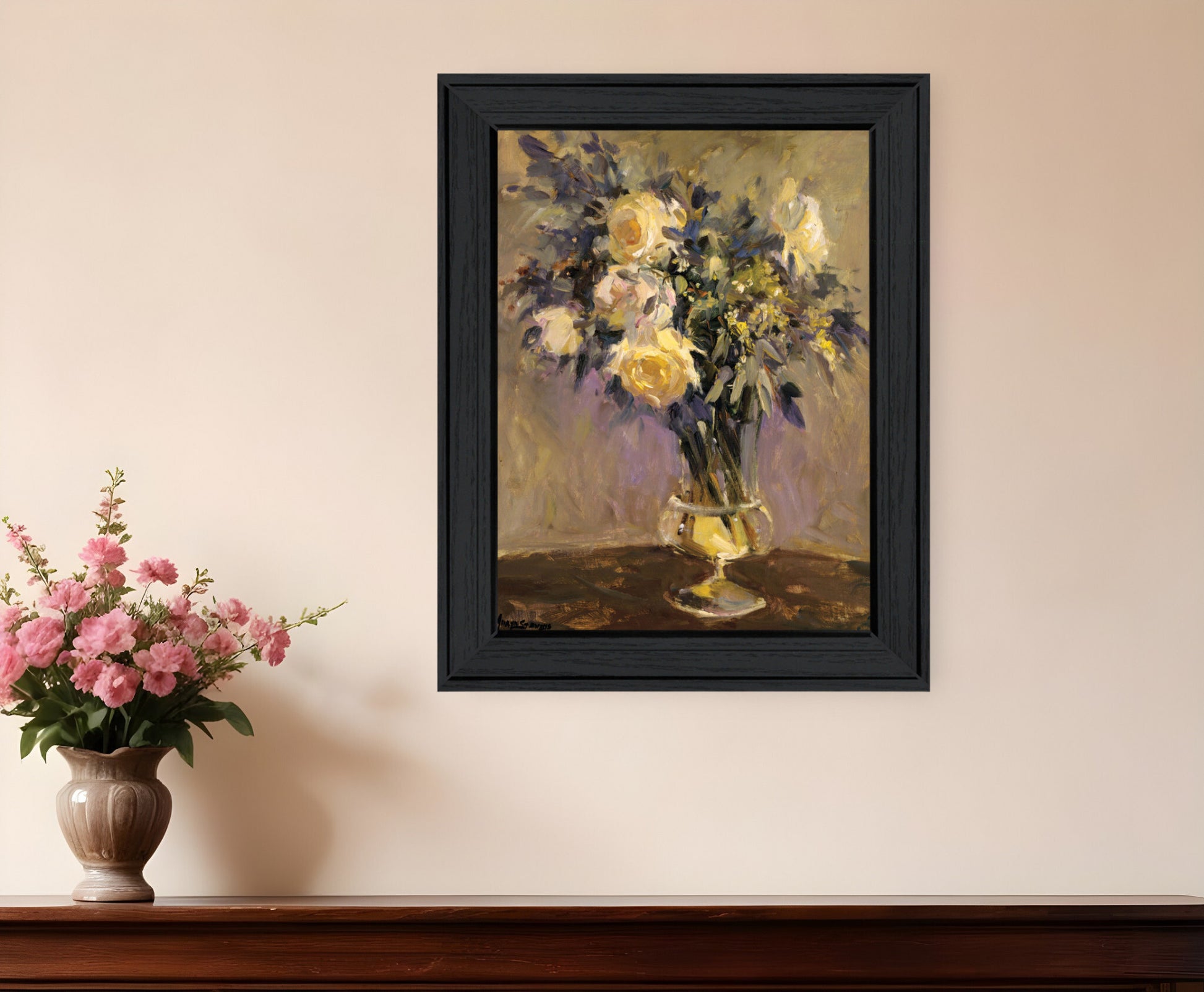 Evening Vase Black Framed Print Wall Art - Galactic capuchin