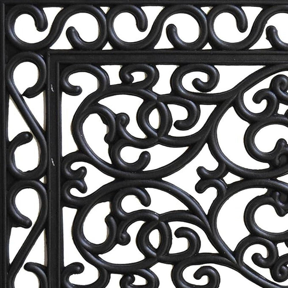 18" X 30" Black Rubber Scrollwork Outdoor Door Mat - Galactic capuchin
