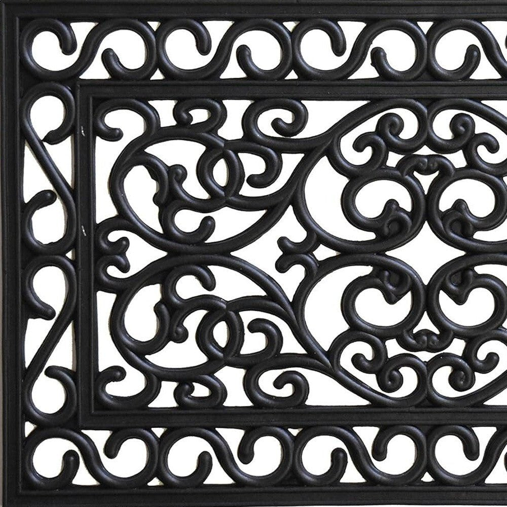 18" X 30" Black Rubber Scrollwork Outdoor Door Mat - Galactic capuchin