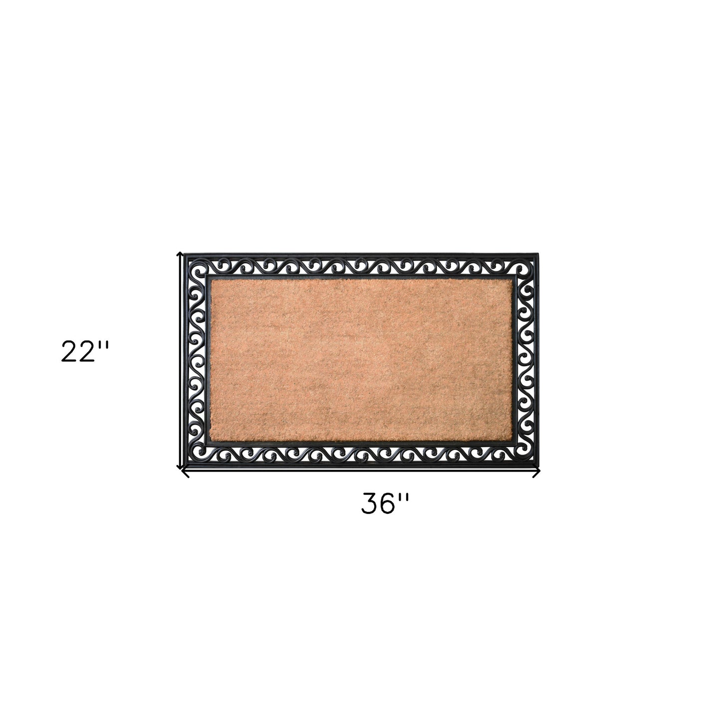 22" X 36" Natural and Black Coir Scrollwork Outdoor Door Mat - Galactic capuchin