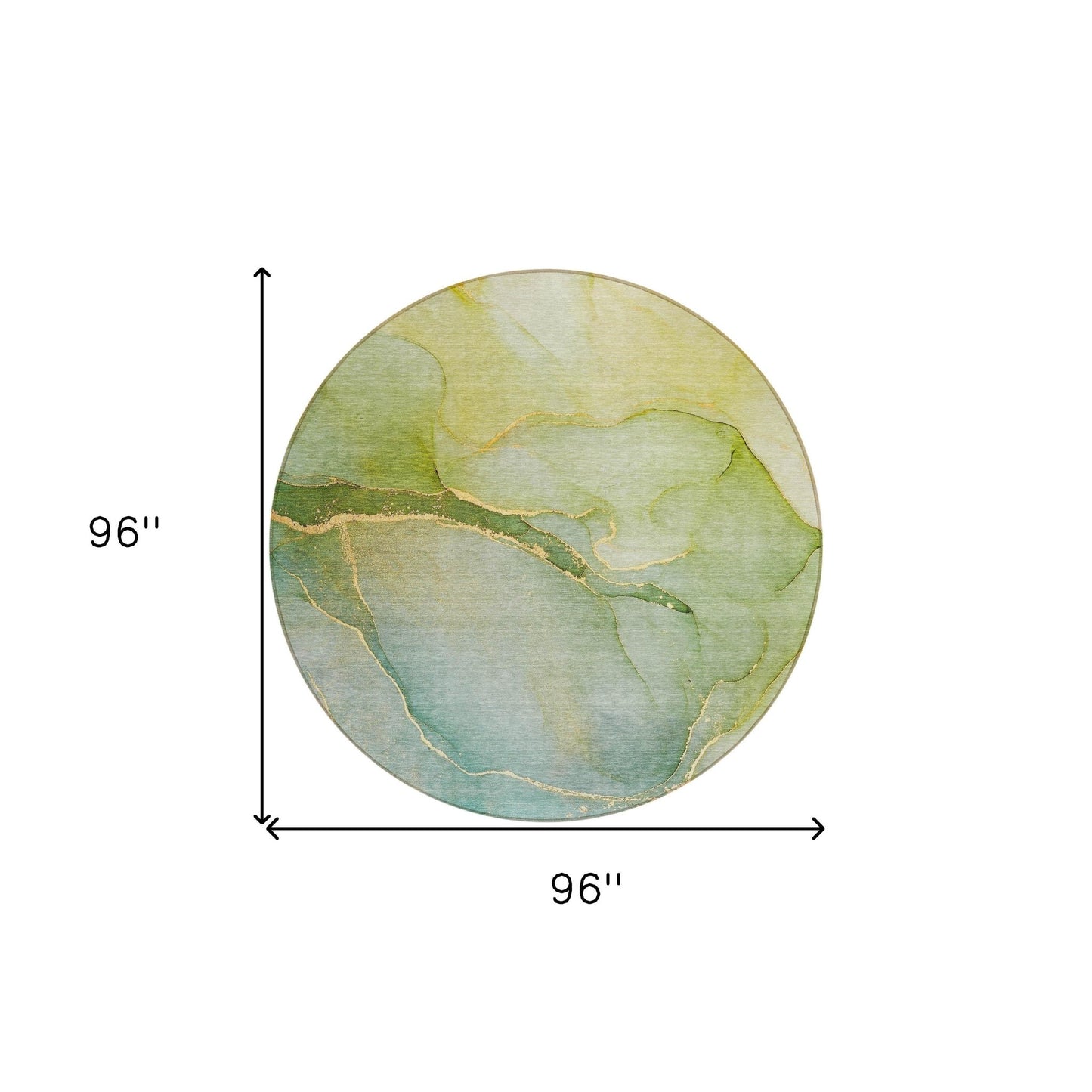 8' Round Green Round Abstract Washable Non Skid Indoor Outdoor Area Rug - Galactic capuchin