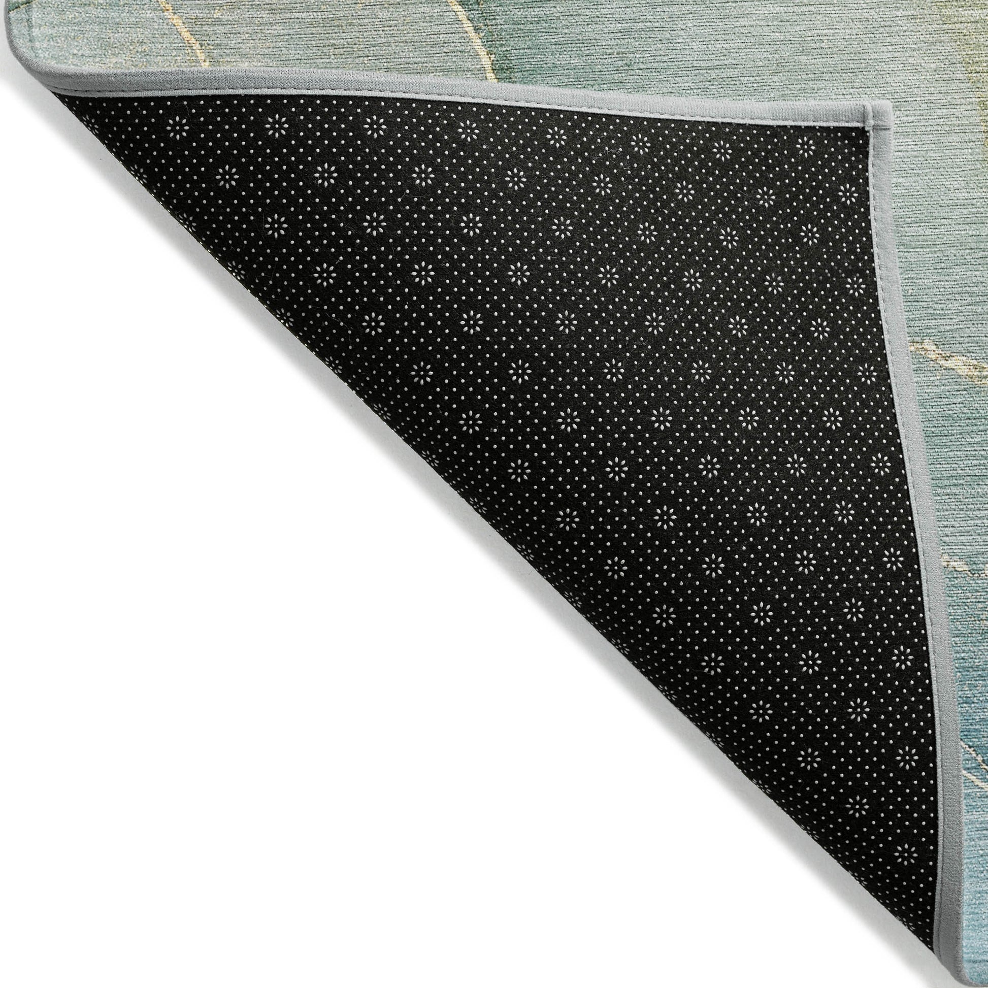 8' Round Green Round Abstract Washable Non Skid Indoor Outdoor Area Rug - Galactic capuchin