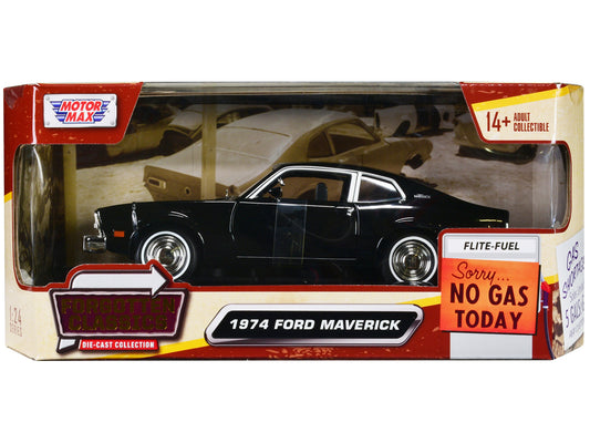 1974 Ford Maverick Black "Forgotten Classics" Series 1/24 Diecast Model Car by Motormax - Galactic capuchin