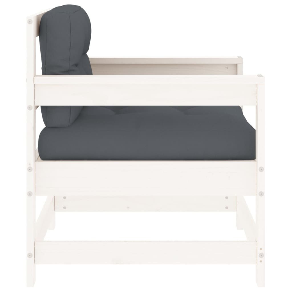 Patio Chairs with Cushions 2 pcs White Solid Wood Pine - Galactic capuchin