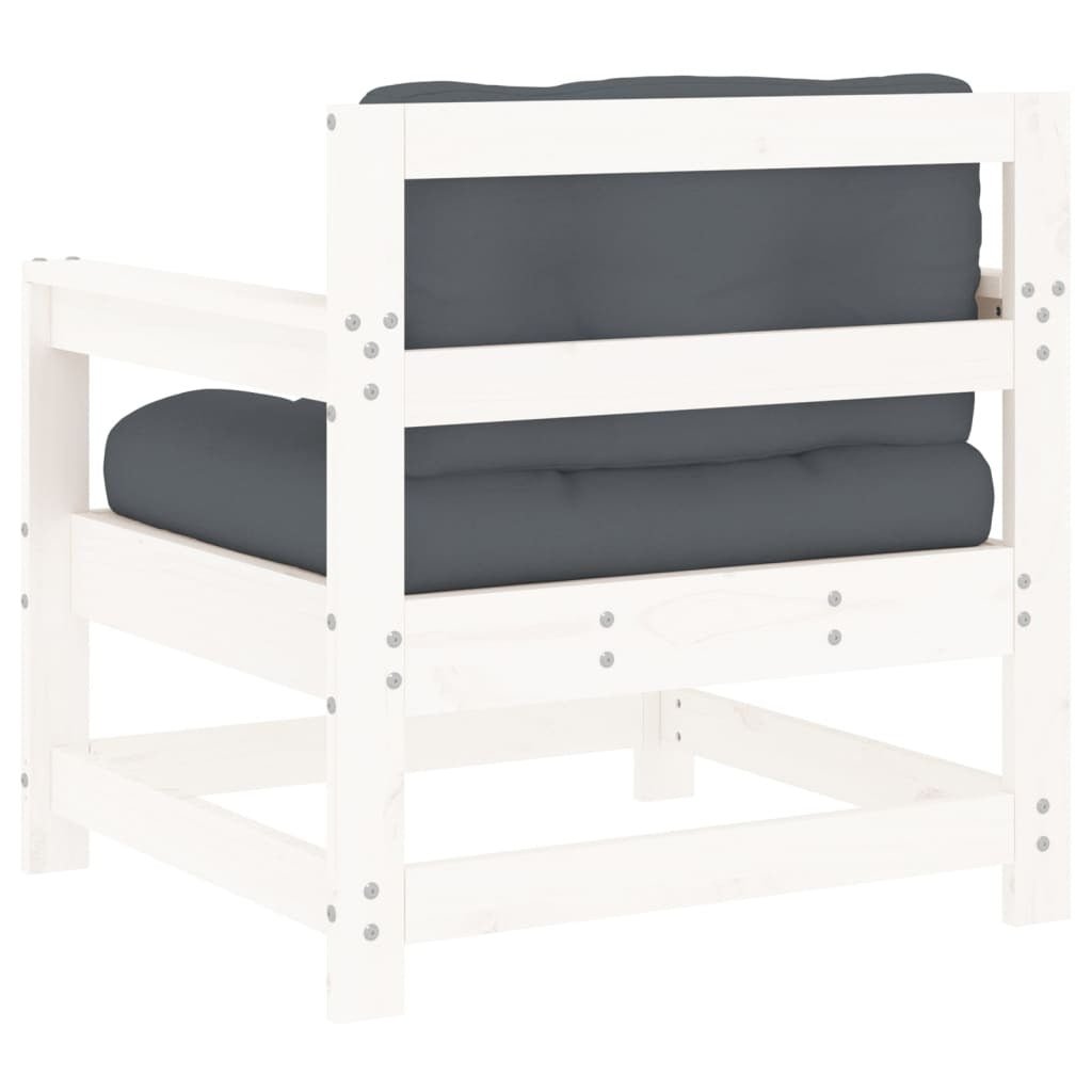 Patio Chairs with Cushions 2 pcs White Solid Wood Pine - Galactic capuchin