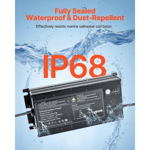 Marine Battery Charger, 1 - Bank, 10A 12V Onboard Boat Charger, IP68 Waterproof Smart On - Board Battery Charger, for Lithium - Ion (LiFePO4), NCM, Lead - Acid Batteries, Large Boat, Yacht, RV, Trailer - Galactic capuchin