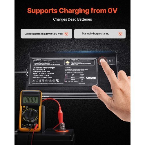 Marine Battery Charger, 1 - Bank, 10A 12V Onboard Boat Charger, IP68 Waterproof Smart On - Board Battery Charger, for Lithium - Ion (LiFePO4), NCM, Lead - Acid Batteries, Large Boat, Yacht, RV, Trailer - Galactic capuchin