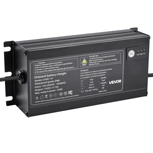 Marine Battery Charger, 1 - Bank, 10A 12V Onboard Boat Charger, IP68 Waterproof Smart On - Board Battery Charger, for Lithium - Ion (LiFePO4), NCM, Lead - Acid Batteries, Large Boat, Yacht, RV, Trailer - Galactic capuchin