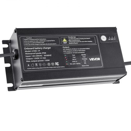 Marine Battery Charger, 1 - Bank, 10A 12V Onboard Boat Charger, IP68 Waterproof Smart On - Board Battery Charger, for Lithium - Ion (LiFePO4), NCM, Lead - Acid Batteries, Large Boat, Yacht, RV, Trailer - Galactic capuchin